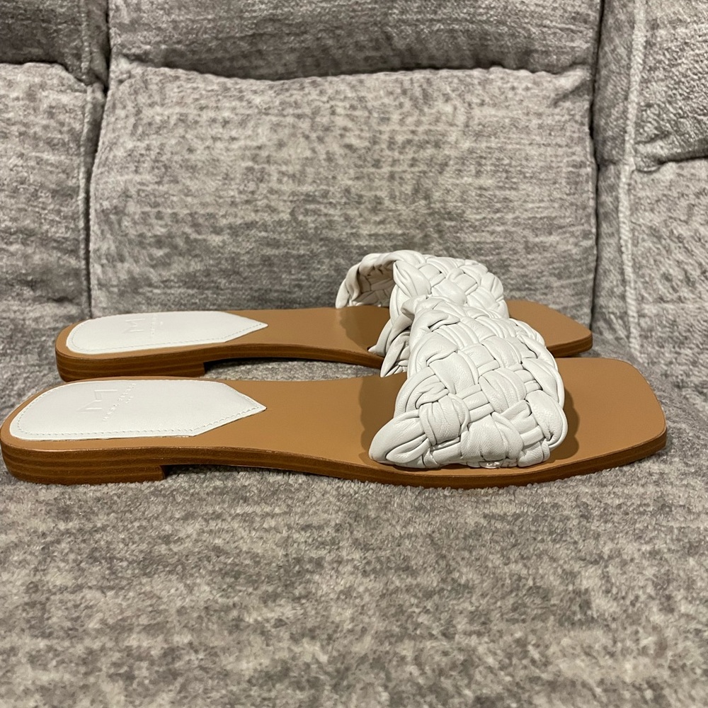 Marc Fisher LTD REANNA Flat Slide…White Braided Sandals for Women, Size …
